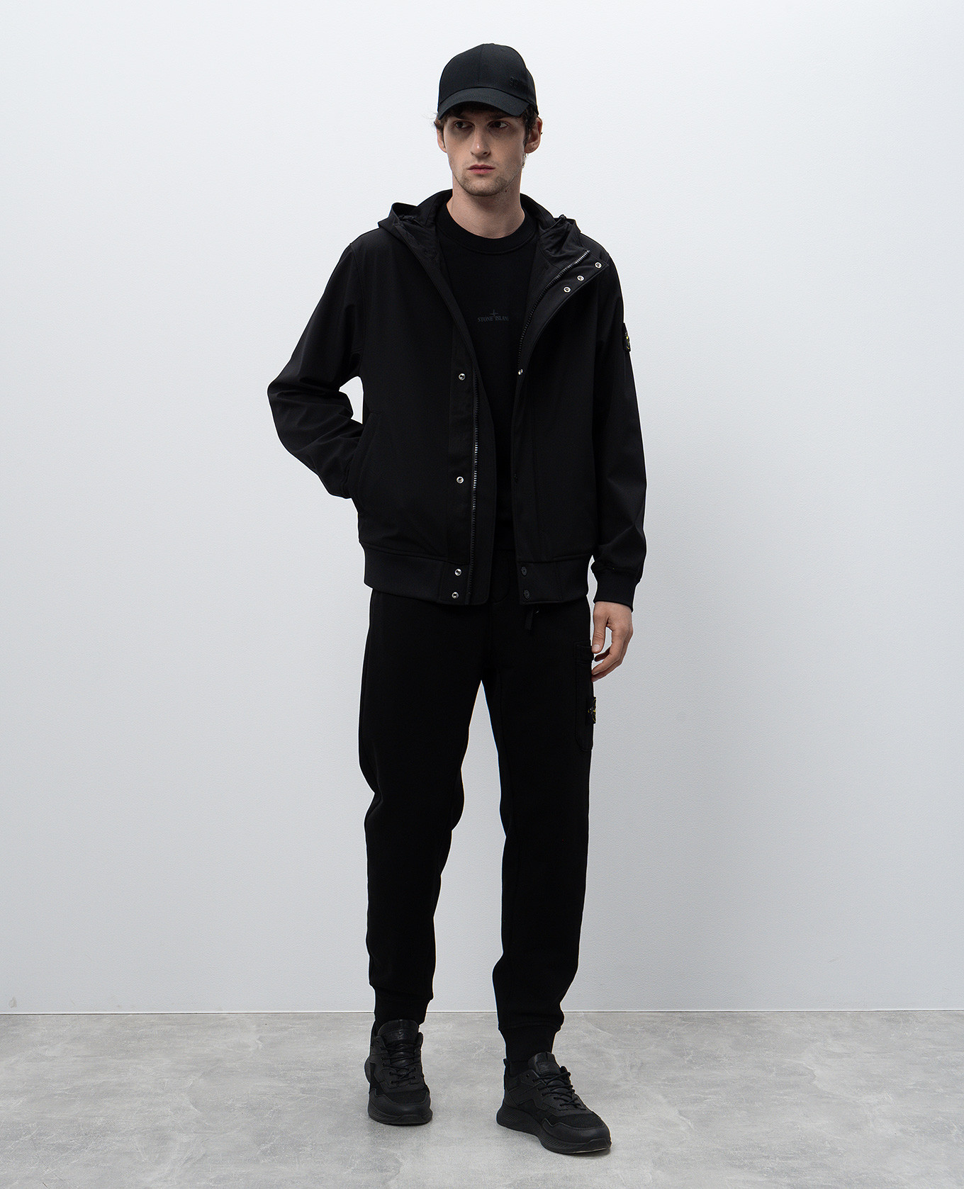 

Black sweatshirt with logo print Stone Island