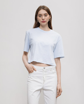 Philosophy di Lorenzo Serafini Blue t-shirt with logo print A07022144