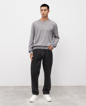 Alexander McQueen Grey wool jumper with embroidered logo emblem 839686Q1BEC