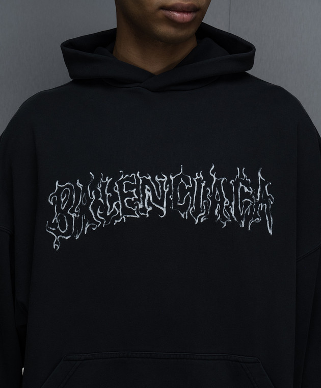 Balenciaga - Black DIY Metal Outline Logo Print Hoodie 739024TPVO4