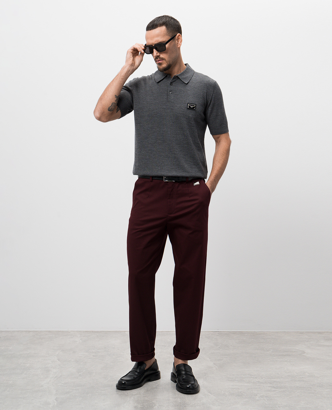 

Grey wool polo shirt with logo Dolce&Gabbana