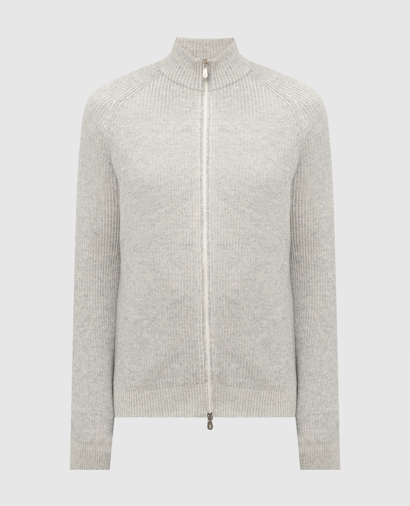 

Gray melange cashmere cardigan Brunello Cucinelli, Серый