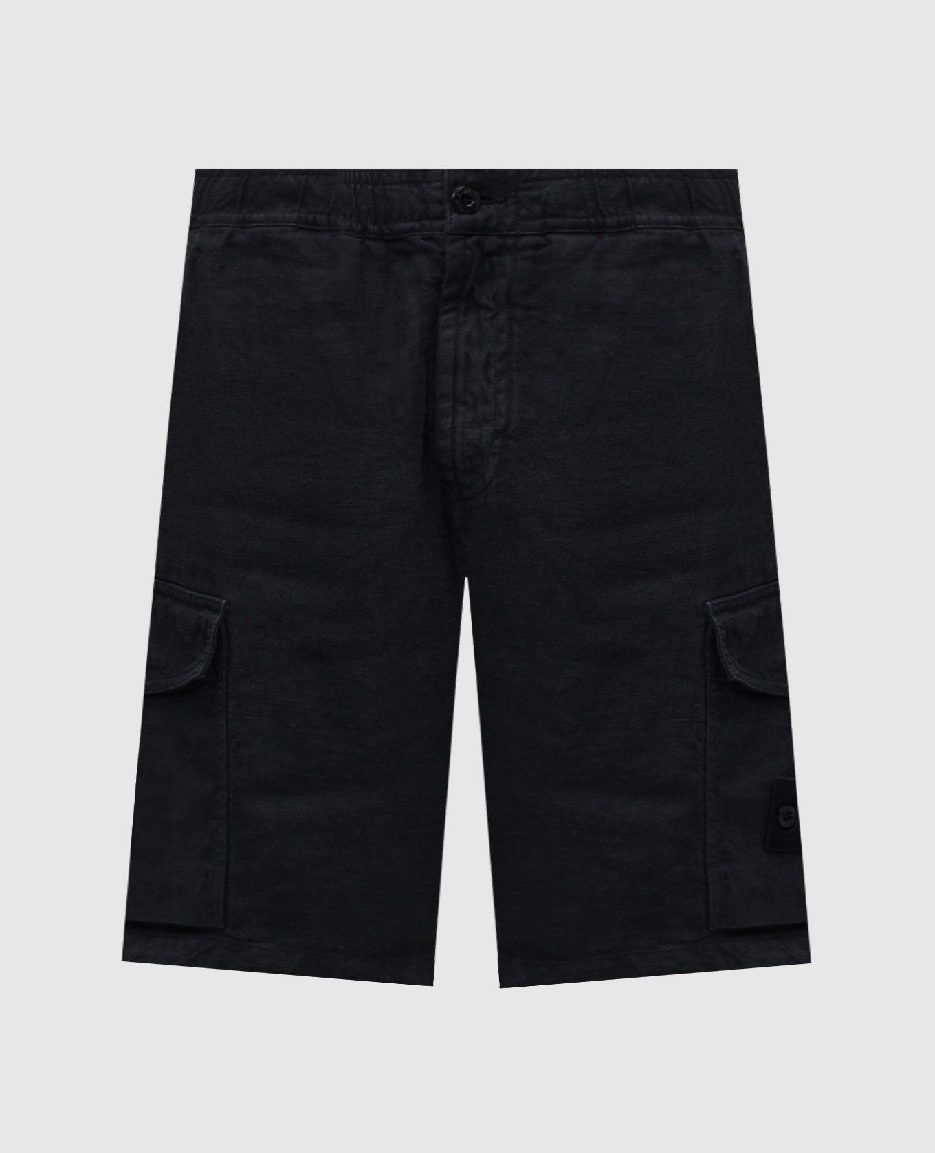 

Blue linen cargo shorts with logo Stone Island