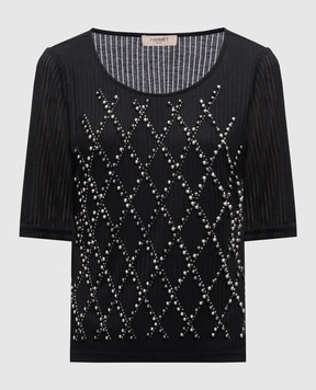 Twinset Black top with beads and crystals 251TP2711