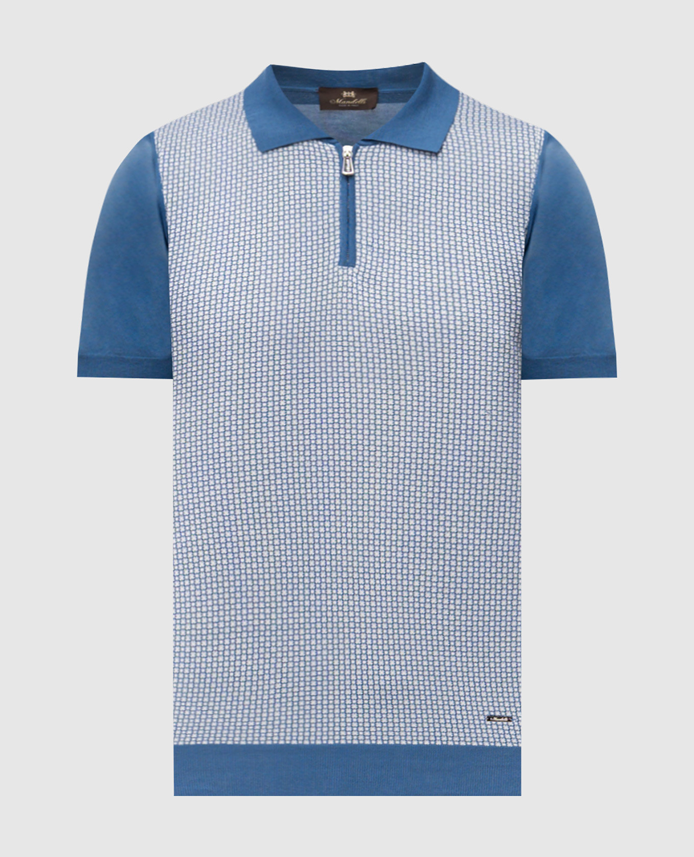 

Blue polo shirt with patterned silk Enrico Mandelli, Light blue