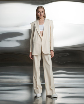 The Andamane Yellow straight-cut jacket with striped wool T153001BTNW036