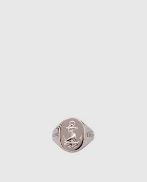 Alexander McQueen Silver ring with logo engraving 836710J161N