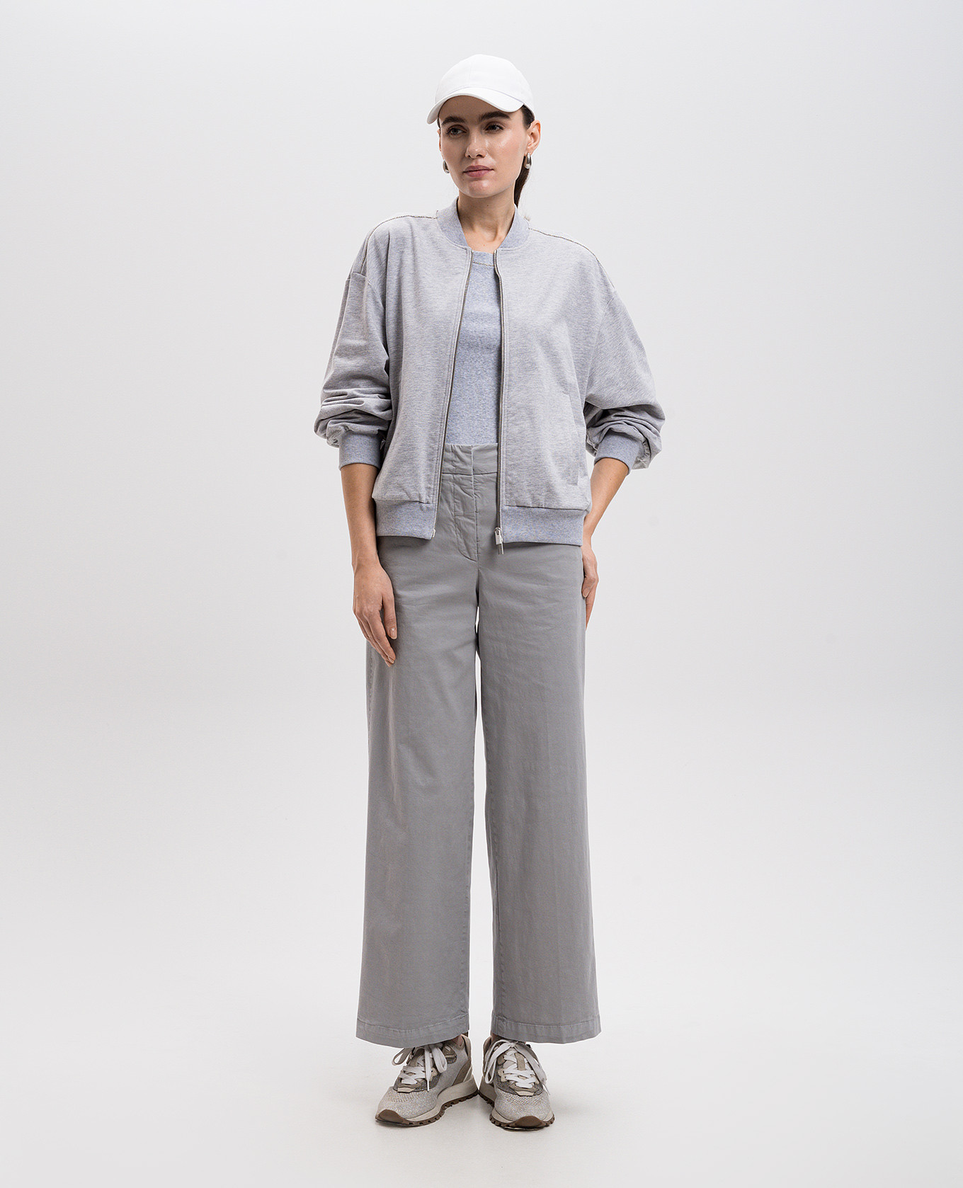 

Gray ribbed top with monil chain Peserico, Grey