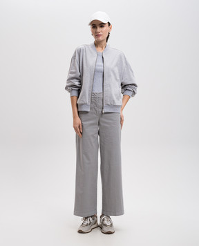 Peserico Gray ribbed top with monil chain S08700J005669