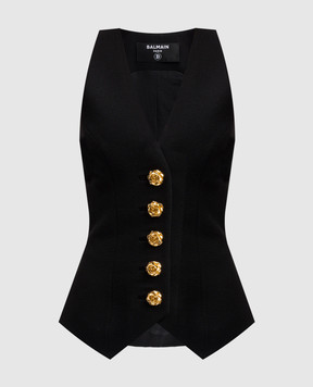 Balmain Black vest made of wool CF0SA285WB86