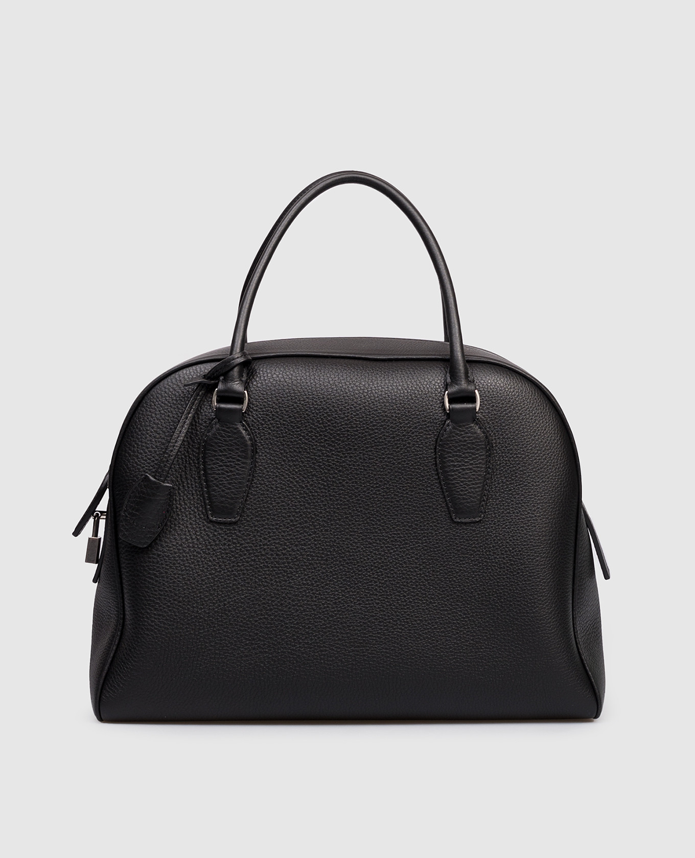 Black India leather tote bag with logo The Row