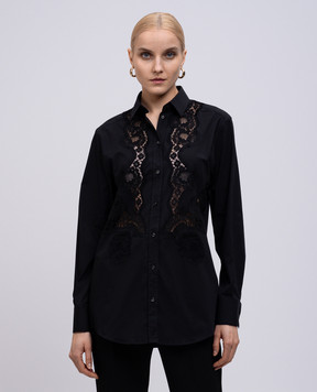 Dolce&Gabbana Black shirt with lace F5T32TGDCWP