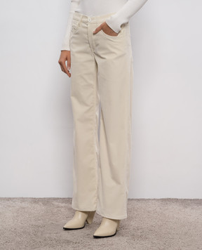 Dondup Jacklyn beige corduroy flared pants DP427VS0916DXXX