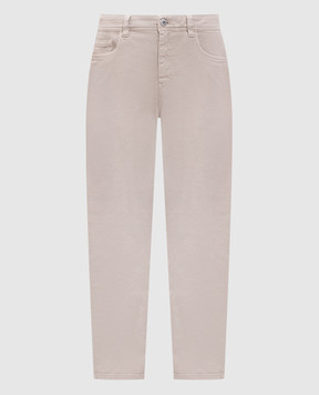 Brunello Cucinelli Beige jeans with logo patch MB057P5319