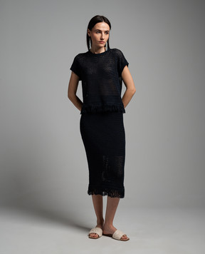 Peserico Blue openwork vest with linen S99147F0709106