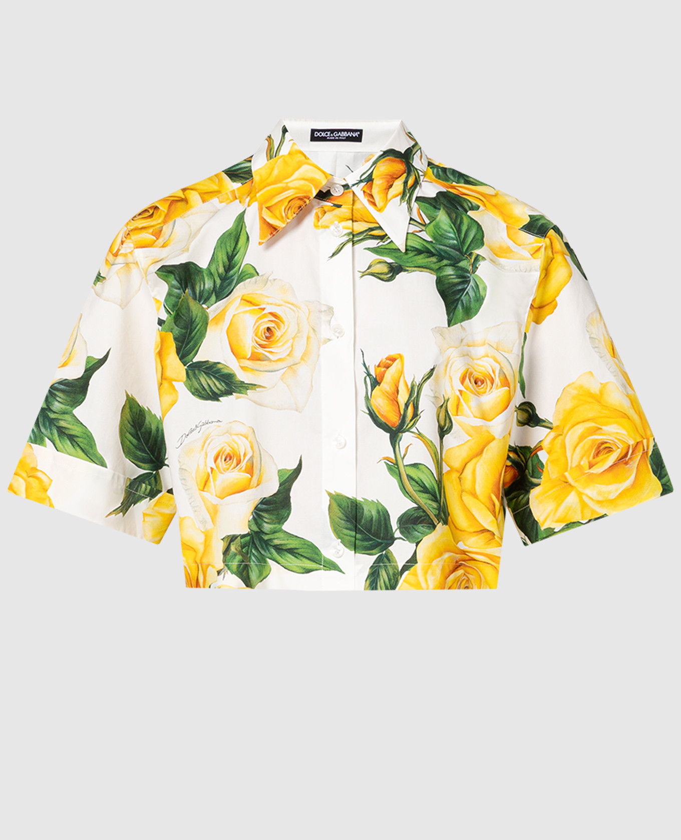 

White cropped blouse in floral print Dolce&Gabbana