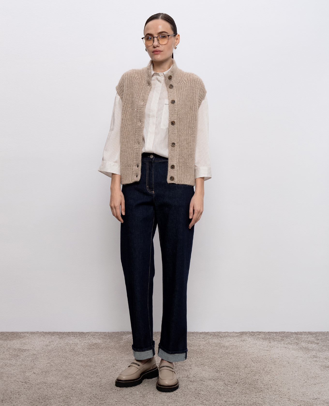 

Beige wool vest with sequins Peserico