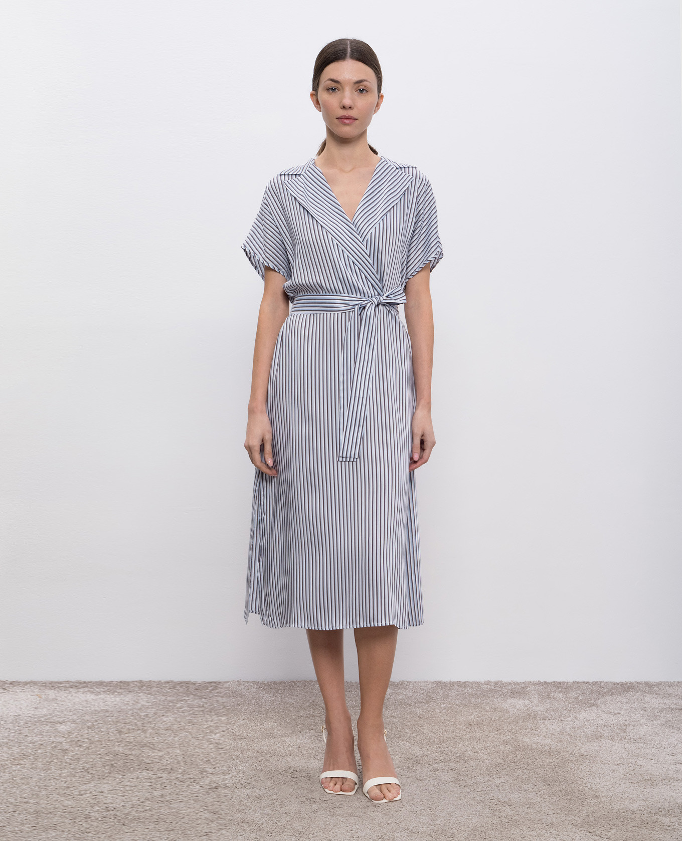 

Midi dress with striped silk Peserico, White