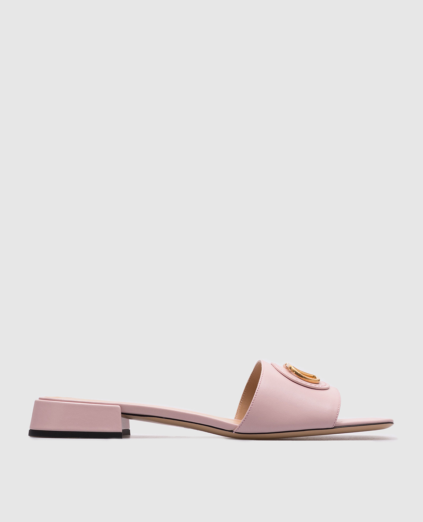 VLogo Signature Pink Leather Flip Flops Valentino