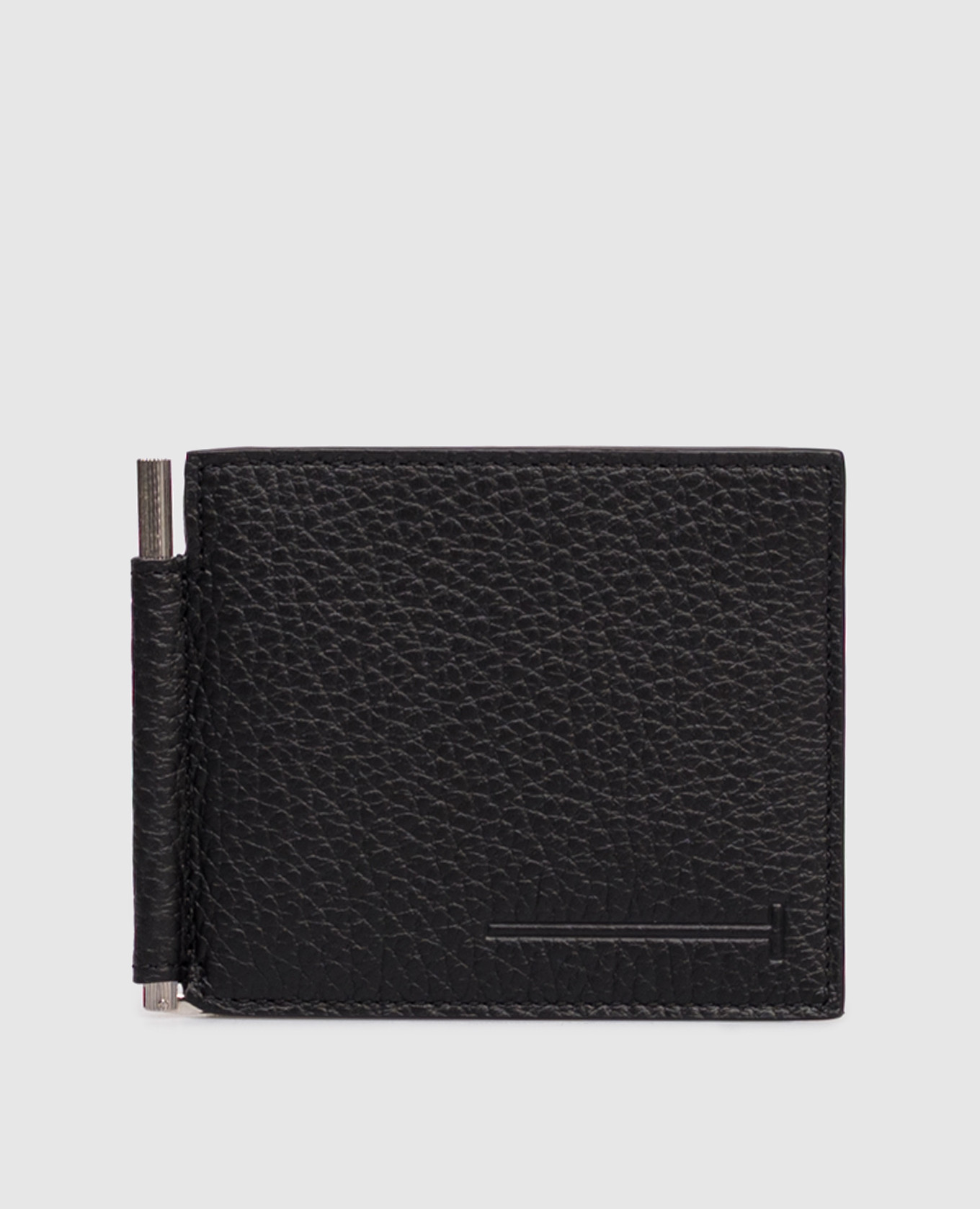 Black leather wallet with logo Tom Ford