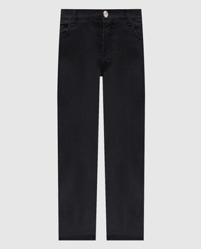 Stefano Ricci Black jeans with embroidered emblem MFT53B1090RT51BK