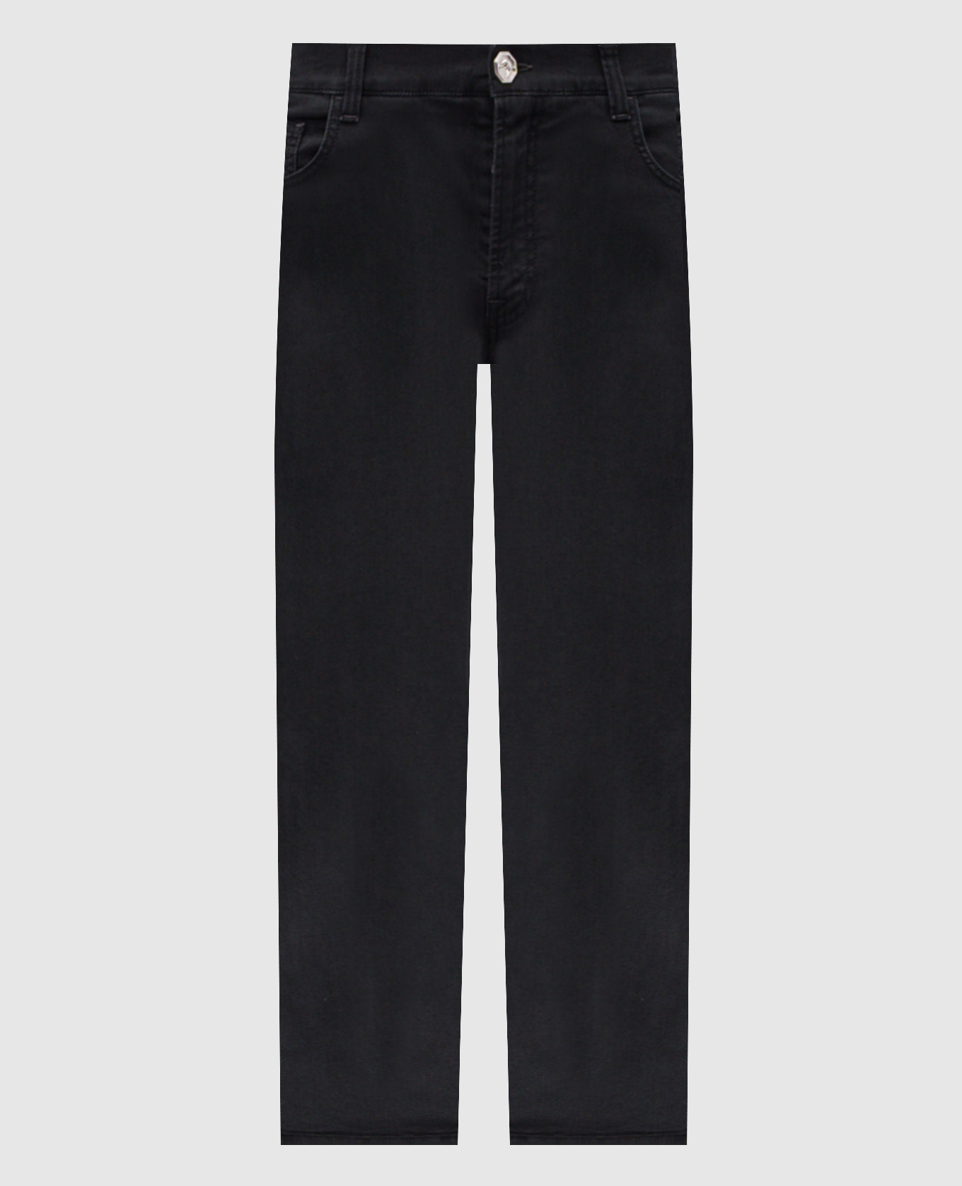 Black jeans with embroidered emblem Stefano Ricci