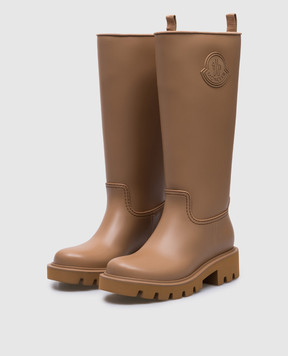 Moncler Brown Kickstream boots with textured logo J209B4G00070M4522