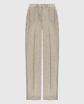 Peserico Green linen pants with monil chain P0407202629