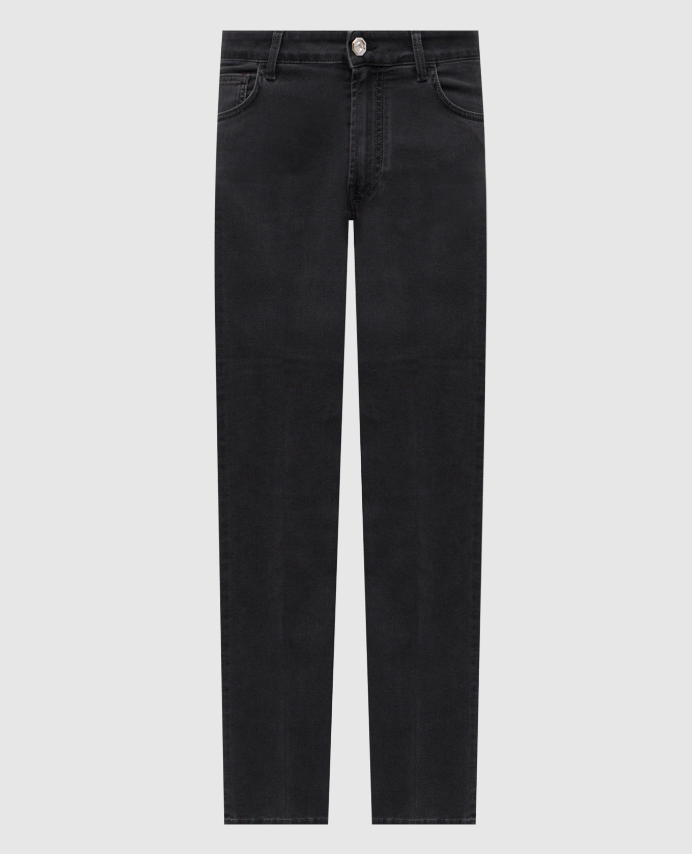 Grey jeans with logo patch Stefano Ricci