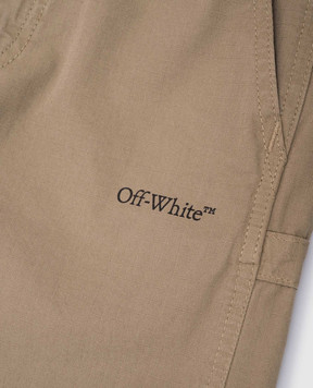 Off-White Children's khaki pants with logo print OBCA009S25FAB001