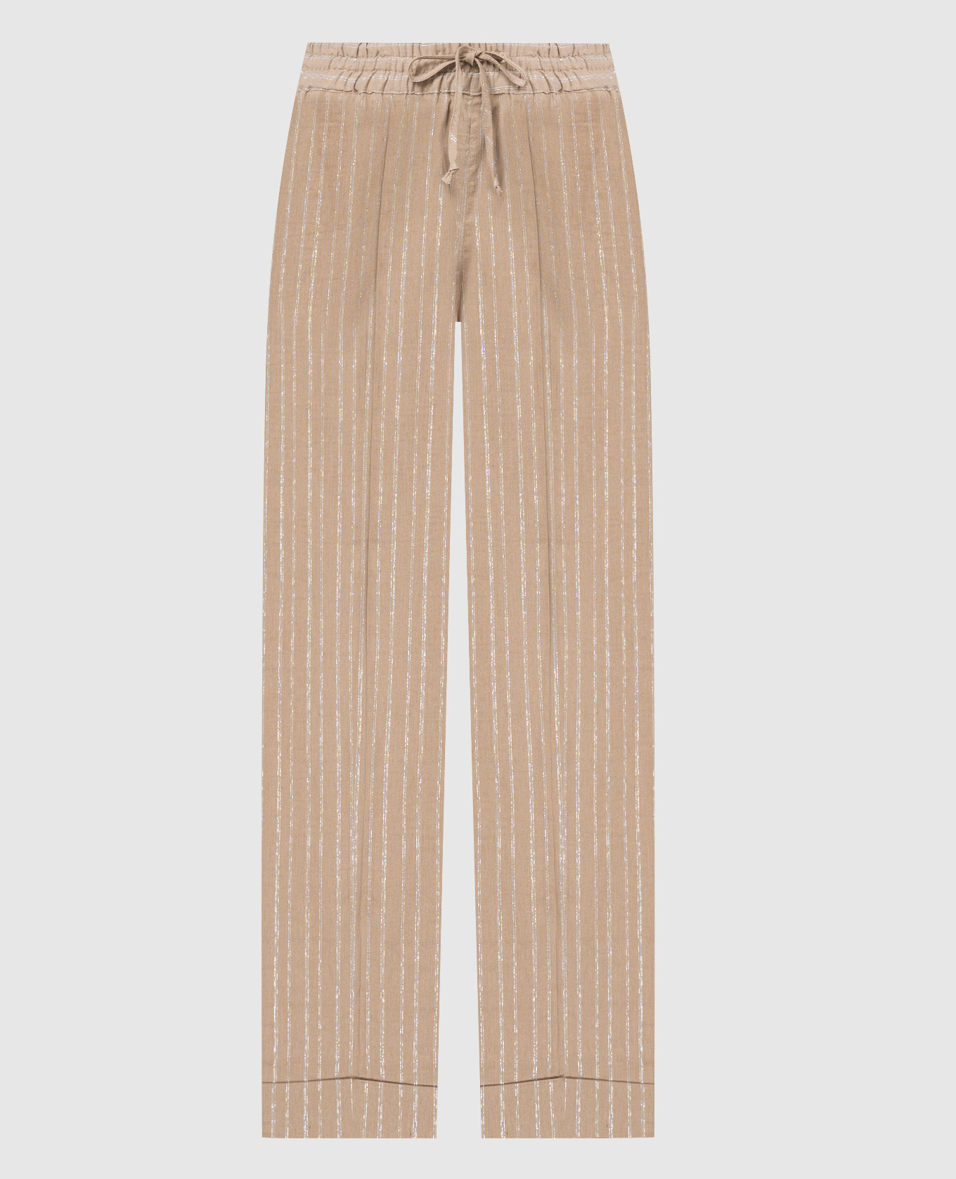 

Beige pants with striped linen with lurex Twinset
