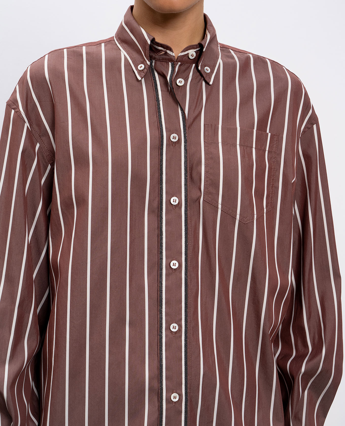 

Brown striped silk shirt Brunello Cucinelli