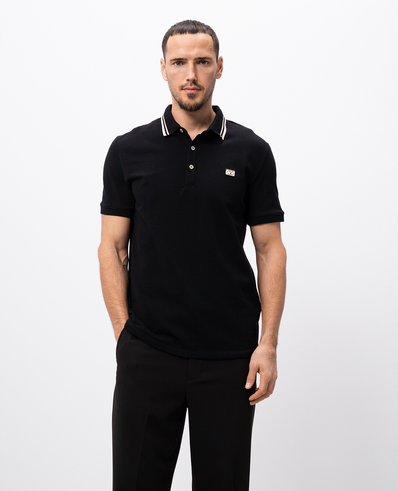 

Black polo with logo emblem Valentino