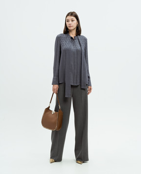 Valentino Gray Toile Iconographe silk blouse 5B3AB5T77TK