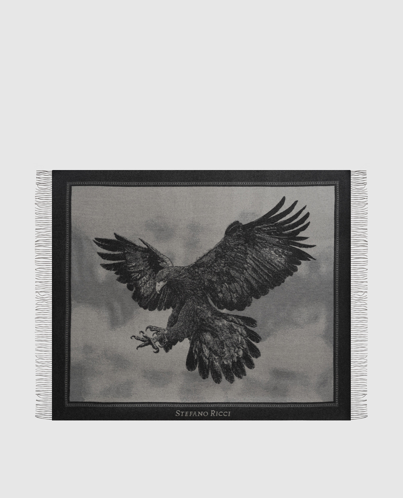 

Gray cashmere plaid with an eagle pattern Stefano Ricci, Grey