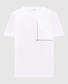 Brunello Cucinelli White T-shirt with a monil chain M0T81HA800