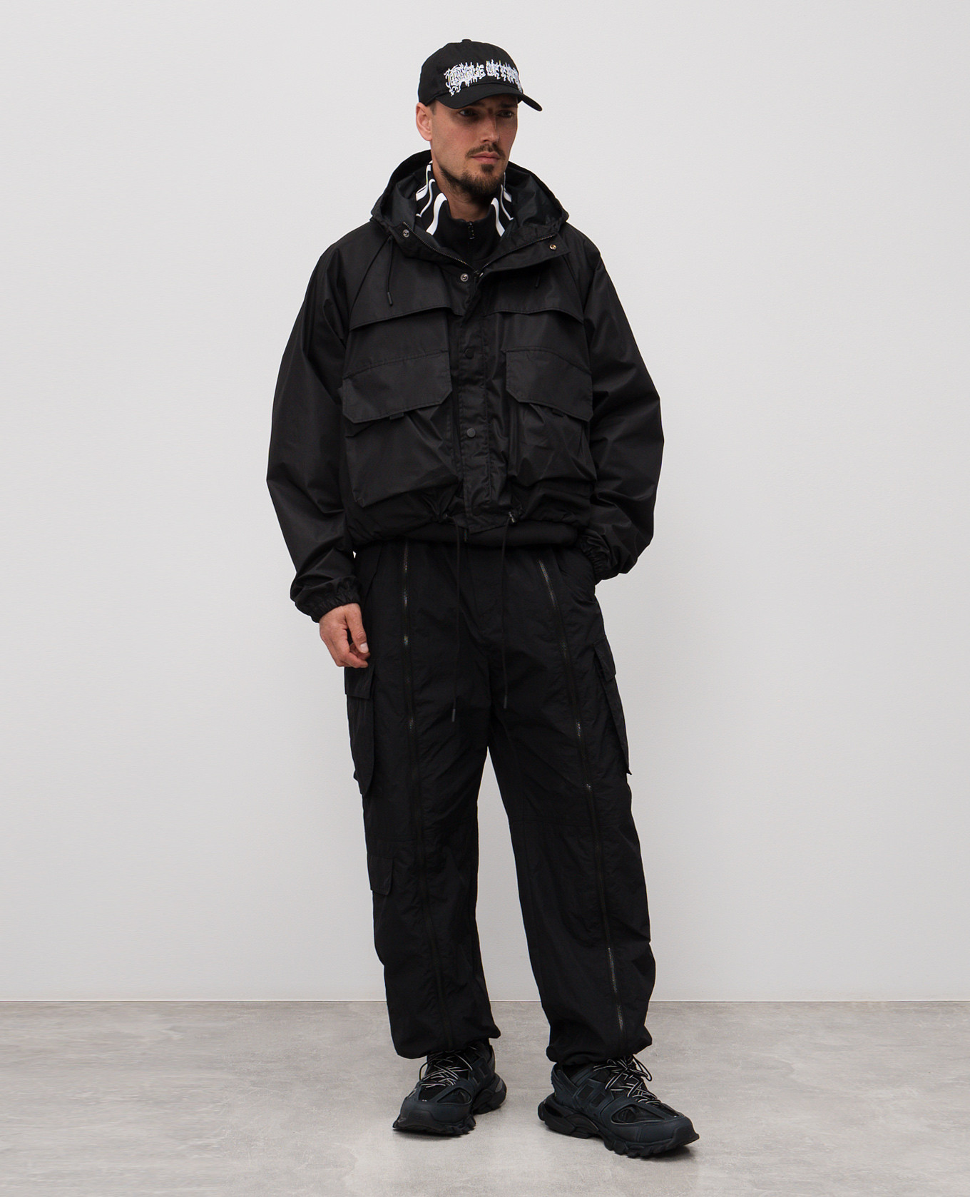

Black windbreaker with hood Vetements
