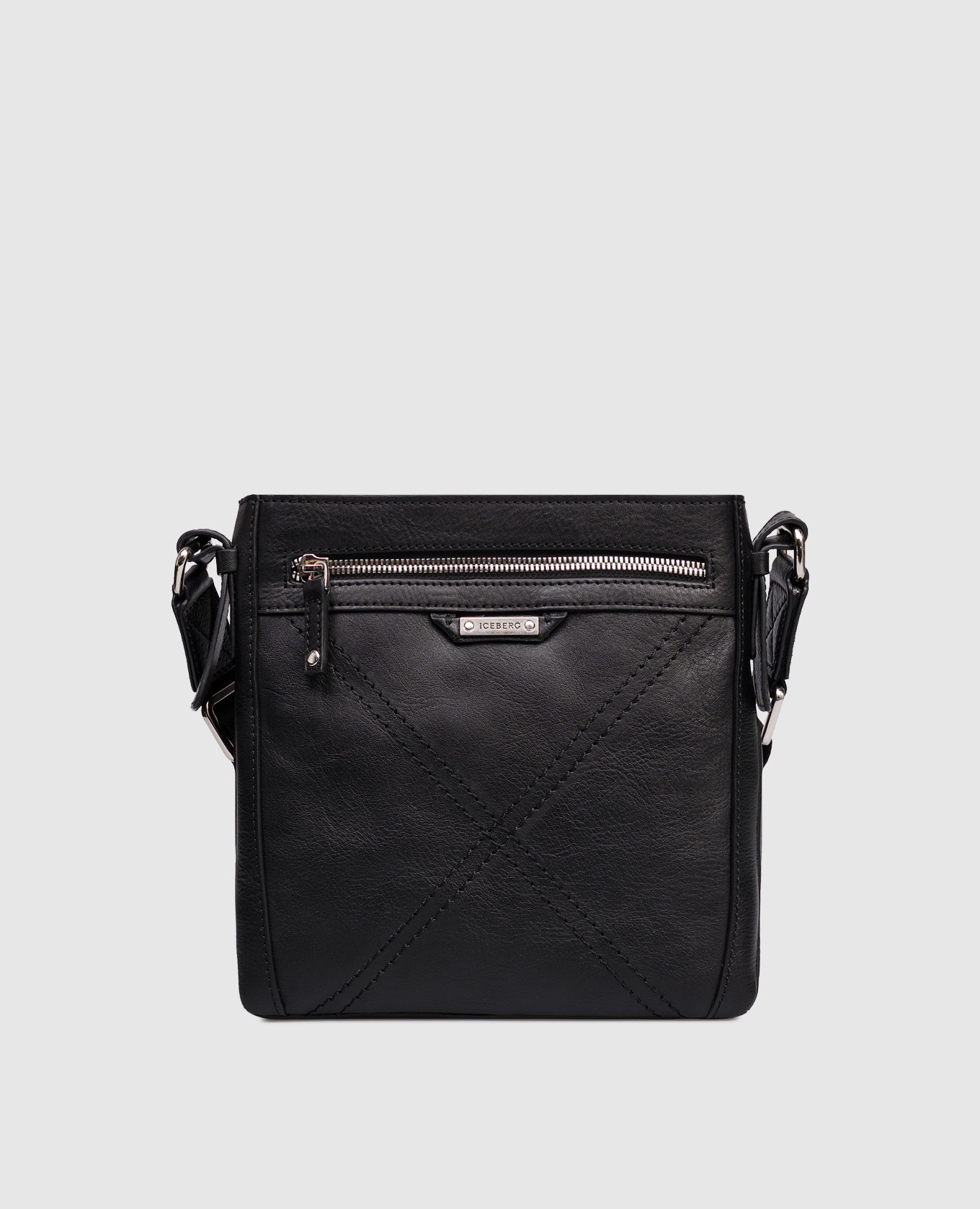 

Black leather bag with logo Iceberg