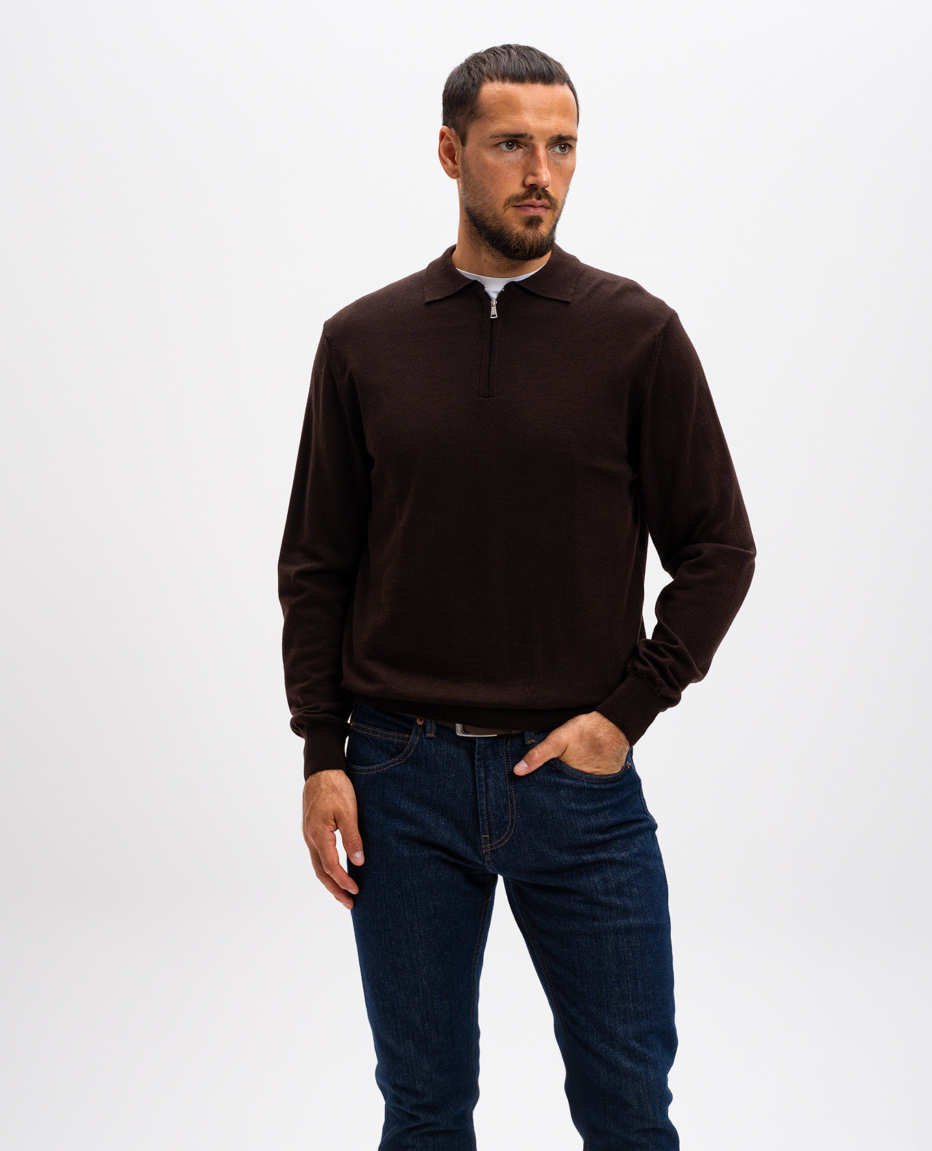 

Brown merino wool polo shirt Cashmere&Whiskey