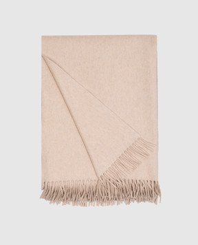 Brunello Cucinelli Beige cashmere plaid with fringe MPLC99922L
