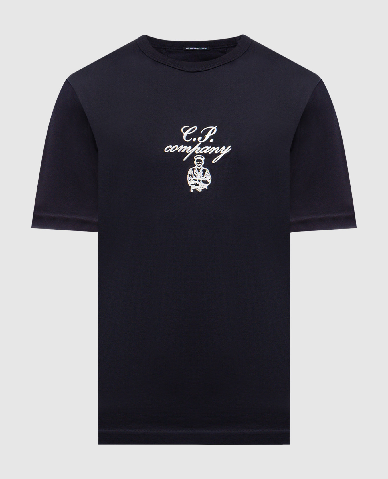 

Blue T-shirt with contrast logo embroidery C.P. Company