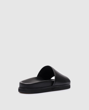 Off-White Off Stamp logo flip flops in black leather OWIT006C99LEA001