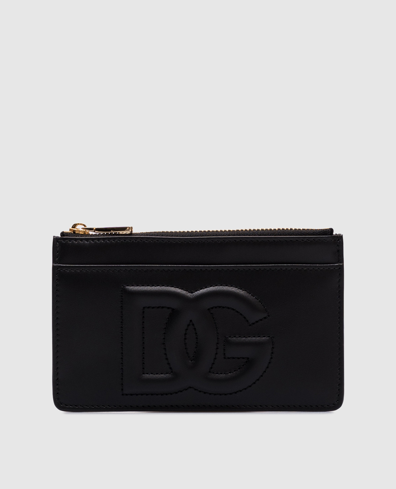 

Black leather cardholder with textured logo monogram Dolce&Gabbana