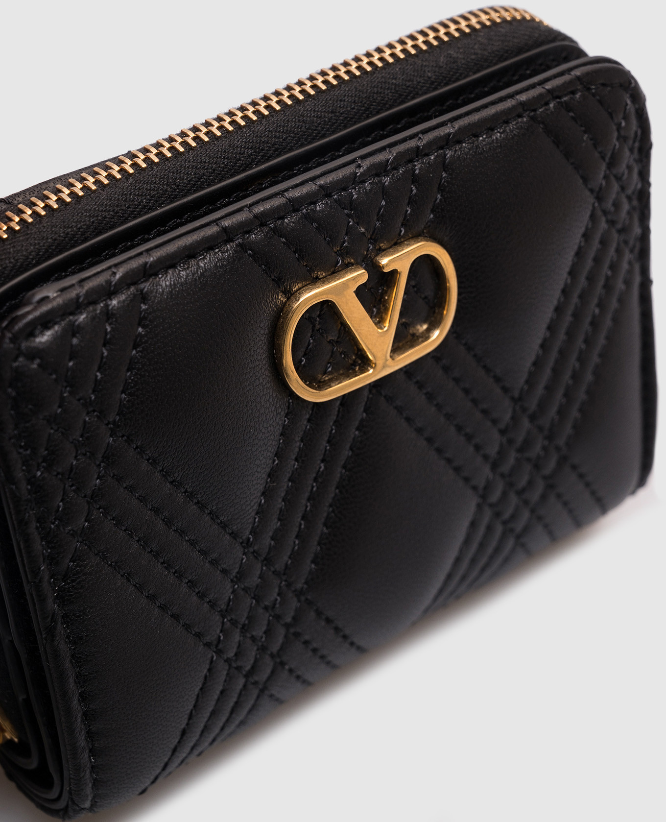 Black leather wallet QUILTIE Valentino 4