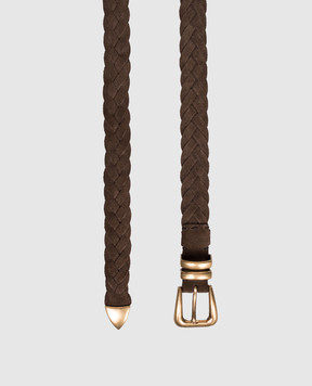 Brunello Cucinelli Brown suede braided belt MAURP253