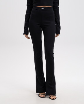 Off-White Black flared pants with logo print OWCD023C99JER001
