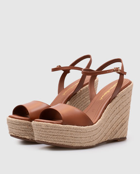 Santoni Brown leather sandals WHZY71645ZNATYLC