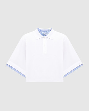 Juun.j White cropped polo with layering effect JW5442W021