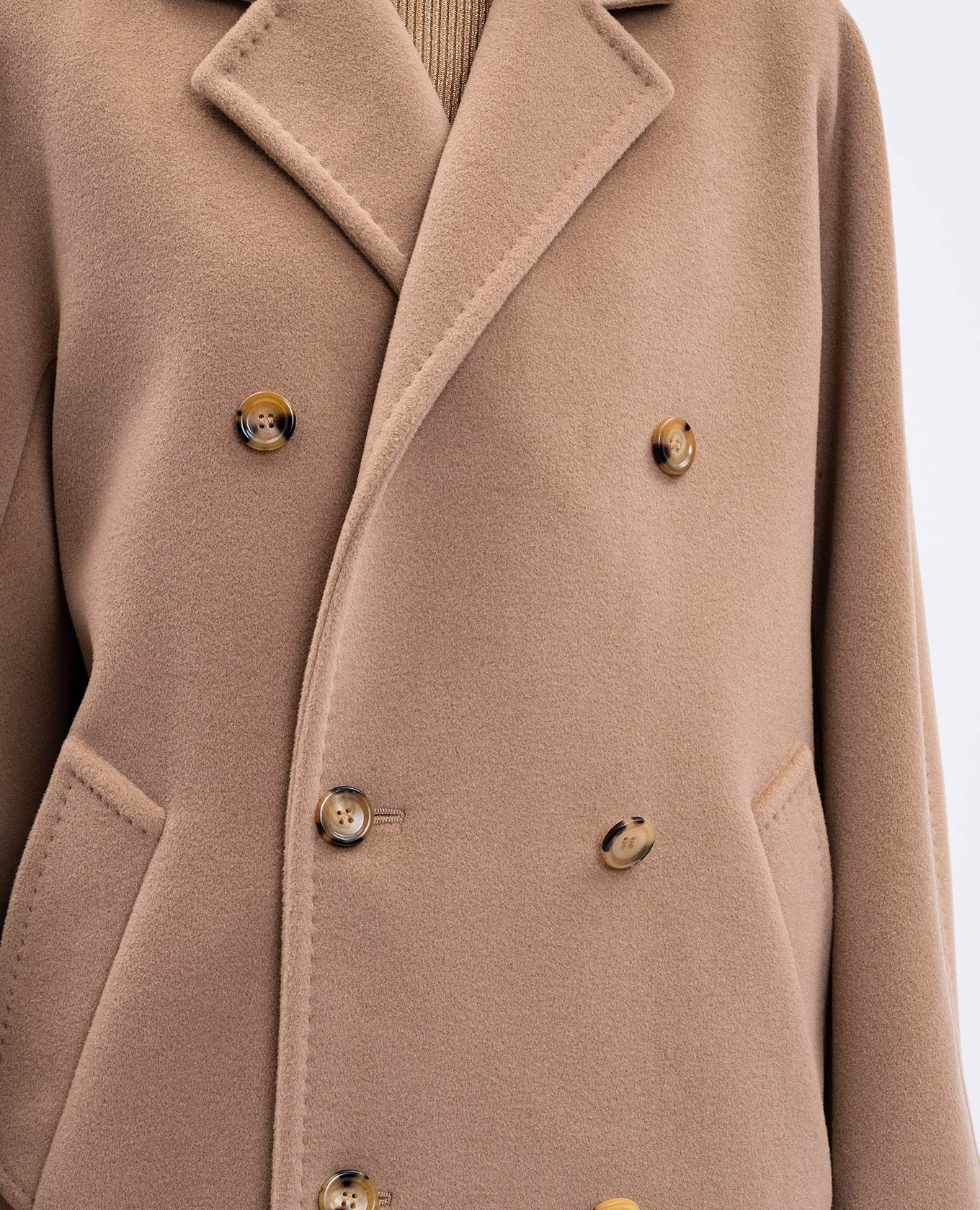 

Beige double-breasted cropped coat REBUS made of wool and cashmere Max Mara
