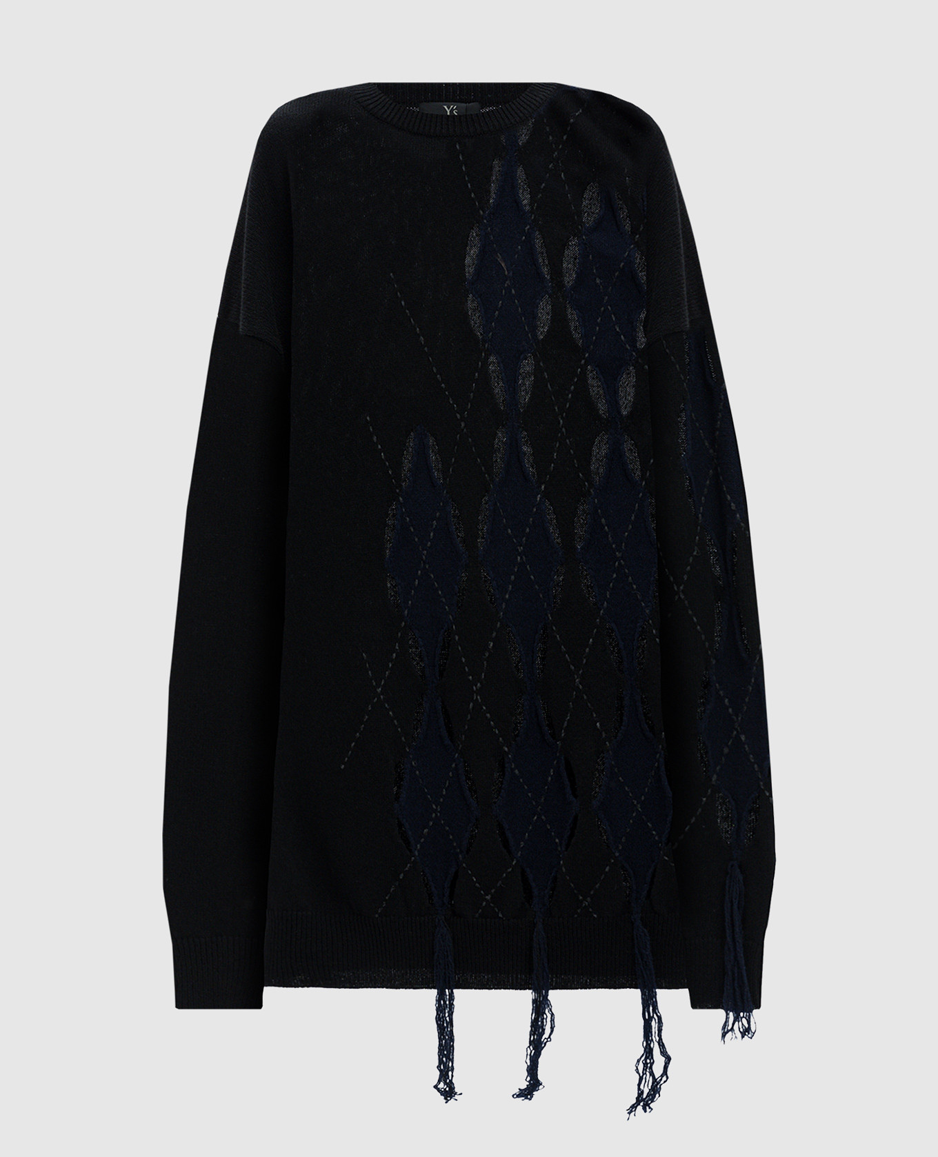 Black sweater made of wool with curly cuts y`s yamamoto